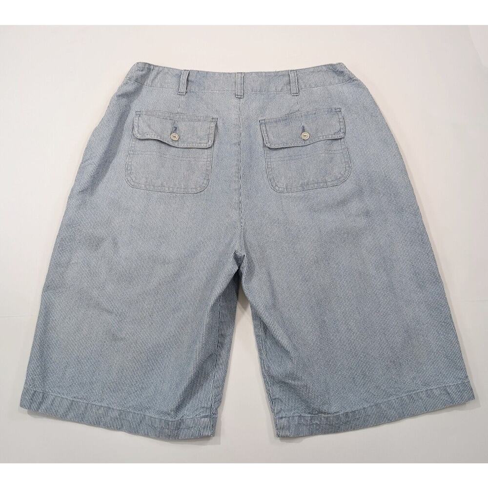 Vintage 90s Shorts Bermuda Light Blue White Stripe Women's Size 14 - Picture 3 of 5